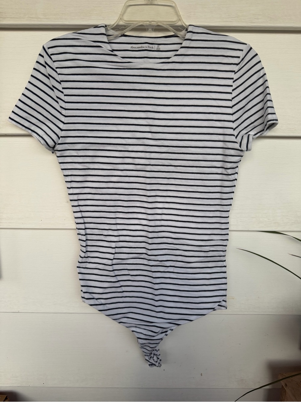 Abercrombie & Fitch Striped Short Sleeve Bodysuit Large Tall LT